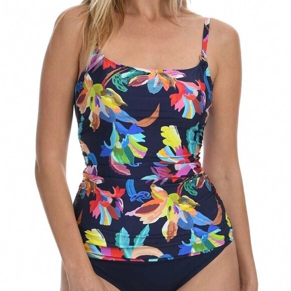 La Blanca Other - New La Blanca INDIGO Square Neck Ruched Underwire Tankini Swim Top P2904